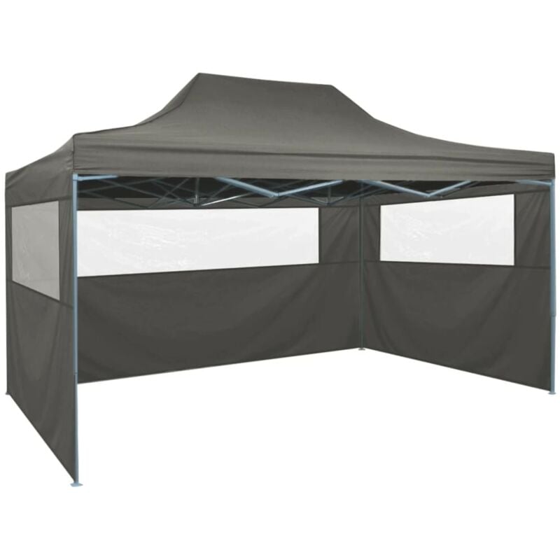 Tente de réception pliable avec 3 parois 3x4 m Acier Anthracite Vidaxl