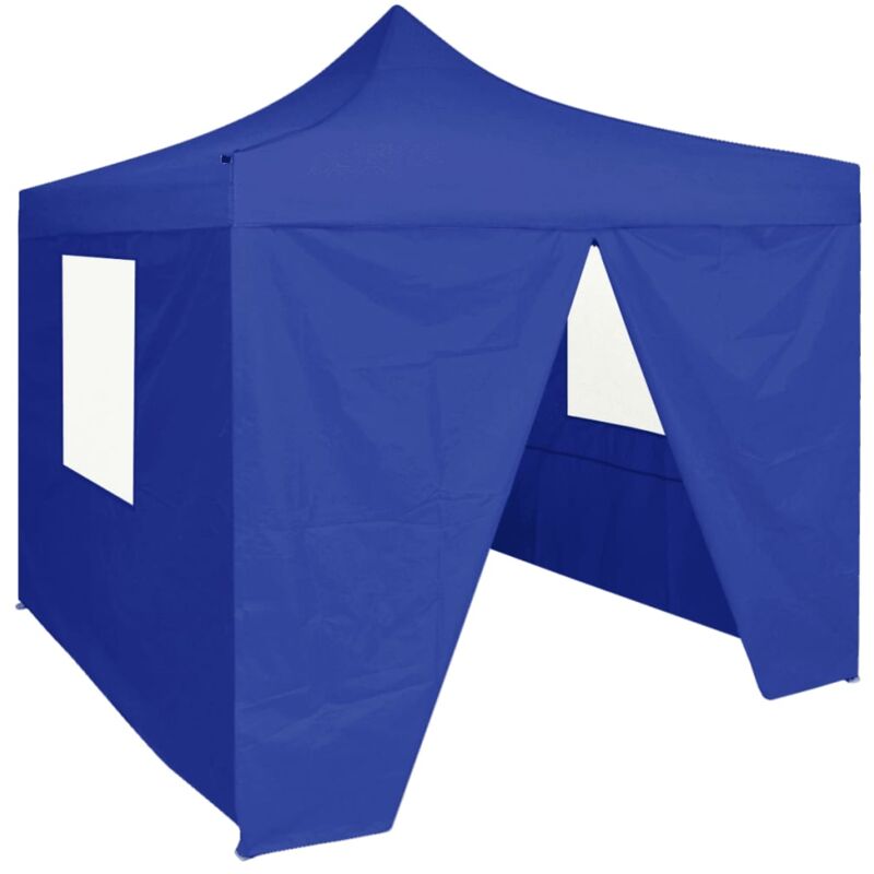 The Living Store - Tente de réception pliable avec 4 parois 2x2 m Acier Bleu Bleu