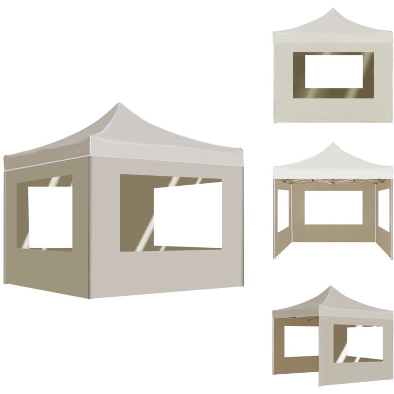 Vidaxl - Tente de réception pliable avec parois Aluminium 2x2 m Crème - Tente De Réception - Auvent Pliante - Parasol - Événement Extérieur - Barbecue