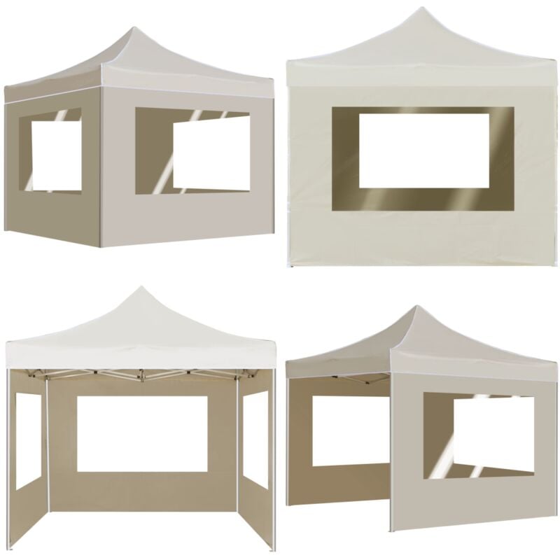 Tente de réception pliable avec parois Aluminium 2x2 m Crème - Tente De Réception - Auvent Pliante - Parasol - Événement Extérieur - Barbecue - Home