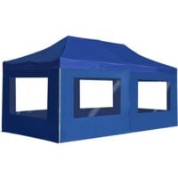 Tente De Réception Pliable Avec Parois Aluminium 6 X 3 M Bleu
