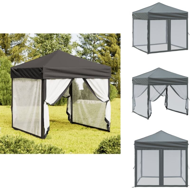 Tente de réception pliable avec parois Anthracite 2x2 m - Tents De Jardin - Abri Jardin - Gazebo - Parasol - Chapiteau Pliables