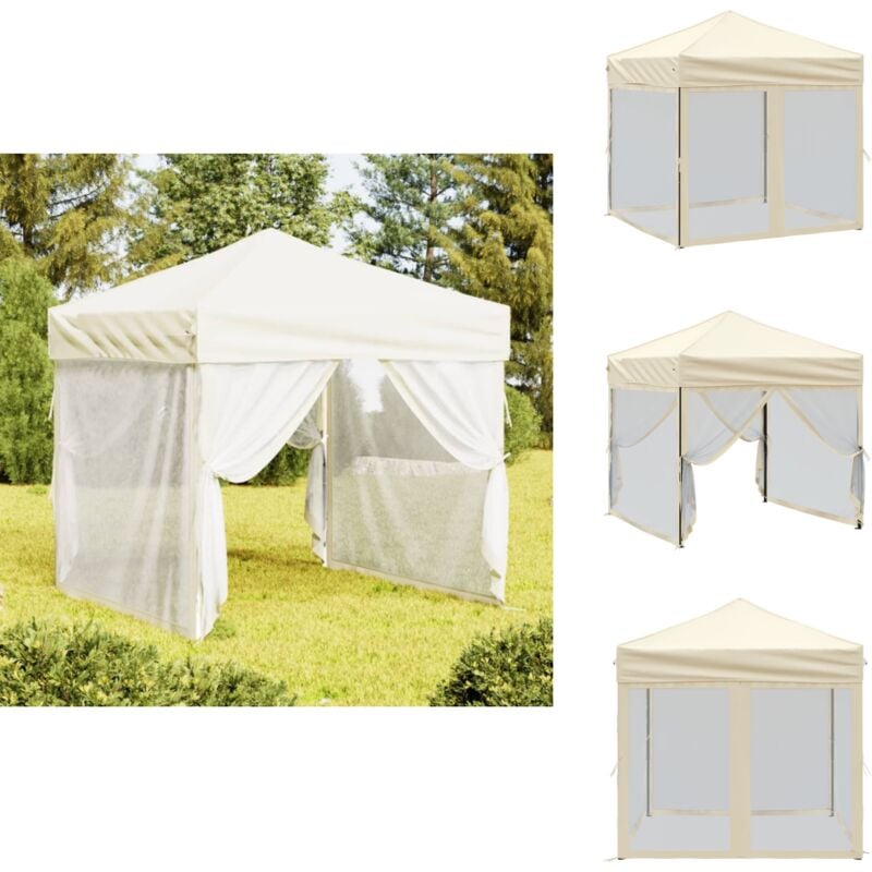 Tente de réception pliable avec parois Crème 2x2 m - Tents Pliables - Abri Jardin - Gazebo - Parasol - Chapiteau Pliable