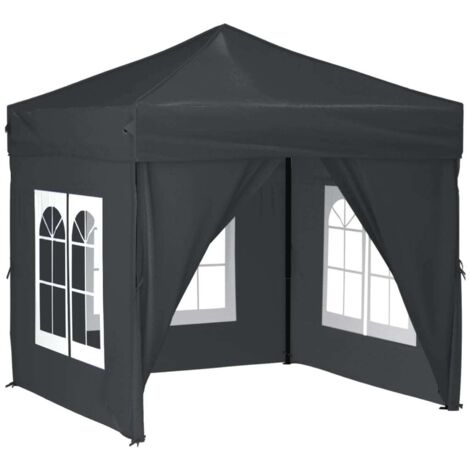 Tente de réception pliable avec parois, Tonnelle de Jardin, Pergola Pavillon Chapiteau Anthracite 2x2 m FCV85350