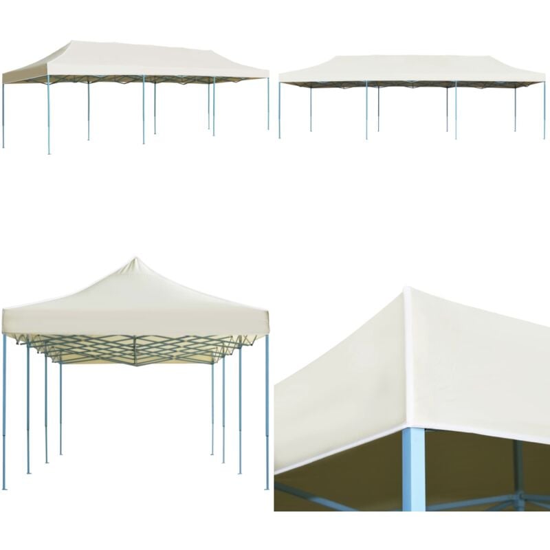 Tente de réception pliable escamotable 3x9 m crème - Tents De Réception - Abri Extérieur - Tonnelles De Jardin - Tentes Pliantes - Fête Extérieure