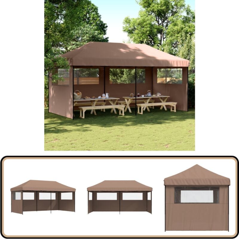 Tente de réception pliable escamotable avec 3 parois latérales - Tents Gazebos - Abri Extérieur - Tente De Réception - Chapiteau Pliable - Tente Pop