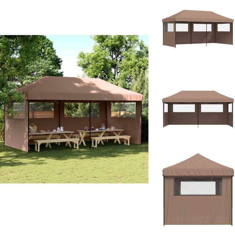 Tente de réception pliable escamotable avec 3 parois latérales - Tents Gazebos - Abri Extérieur - Tente De Réception - Chapiteau Pliable - Tente Pop