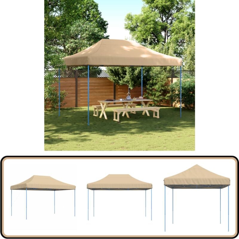 Vidaxl - Tente de réception pliable escamotable beige 410x279x315 cm - Tente De Réception - Abri Extérieur - Gazebo - Tente Pliante - Tente Pop Up