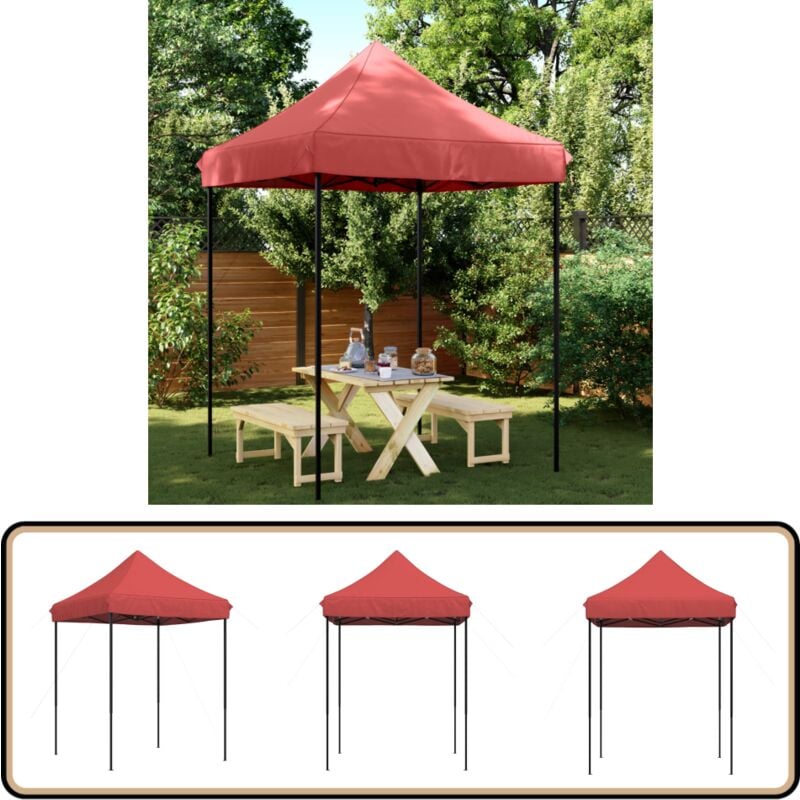 Vidaxl - Tente de réception pliable escamotable bordeaux 200x200x306 cm - Tente De Réception - Abri Extérieur - Gazebo - Tente Pliante - Tente Pop Up