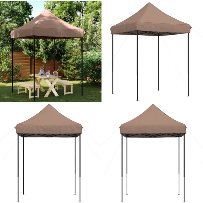 Tente de réception pliable escamotable marron 200x200x306 cm - Tents Gazebos - Abri Extérieur - Tente Pliante - Abri Jardin - Parasol - Home & Living