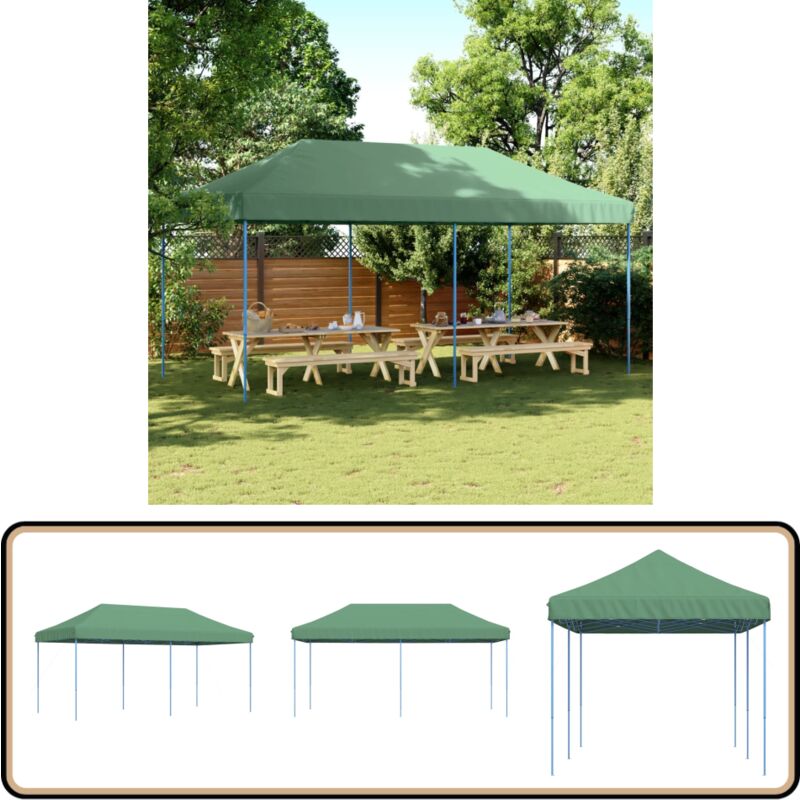 Vidaxl - Tente de réception pliable escamotable vert 580x292x315 cm - Tents Gazebos - Abri Jardin - Tente Événement - Tente Extérieure - Structure