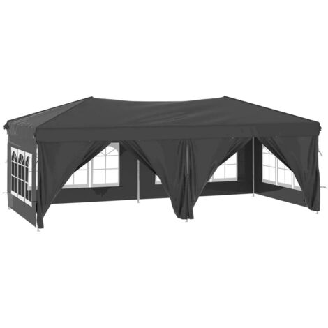 Tente de réception pliable, Pavillon, Pergola, Tente de jardin, avec parois Anthracite 3x6 m OIB3648E