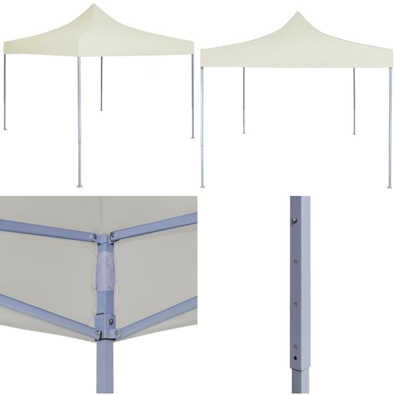 Tente de réception pliable professionnelle 2x2 m Acier Crème - Tente De Réception - Abri Extérieur - Tonnelle - Parasol - Événement En Plein Air