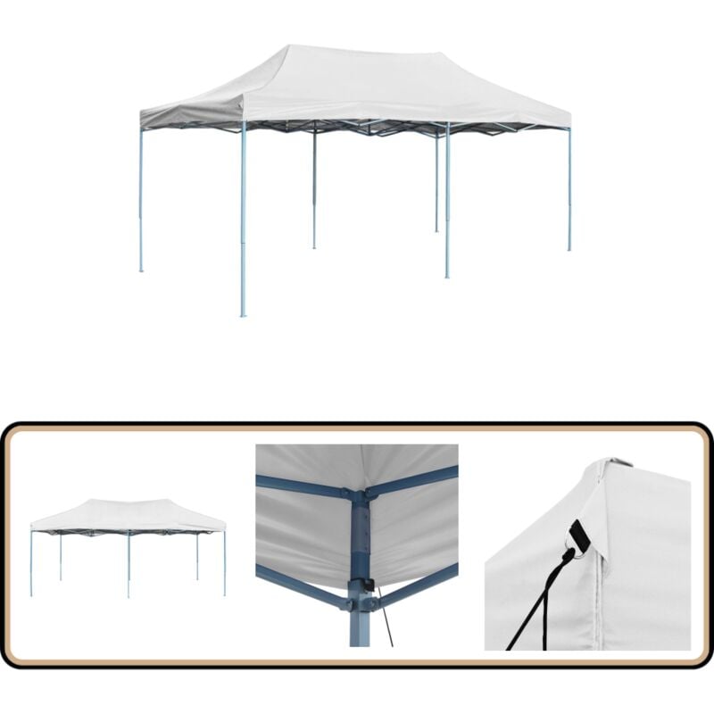 Tente de réception pliable professionnelle 3x6 m Acier Blanc - Tents De Réception - Abri Extérieur - Tonnelles De Jardin - Tentes Pliantes