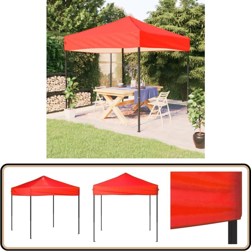 Tente de réception pliable Rouge 2x2 m - Tente Pliante - Gazebo - Parasol - Abri Solaire - Événement Extérieur