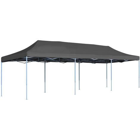 Tente de réception pliable Style Moderne - Tonnelle Barnum - Pavillon de Jardin - 3 x 9 m Anthracite Chic-578826