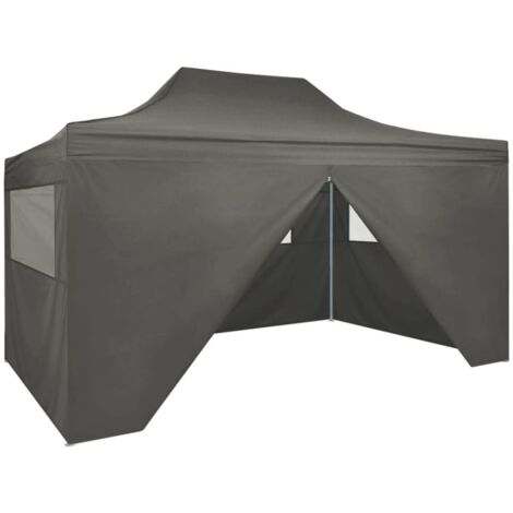 Tente de réception pliable Style Moderne - Tonnelle Barnum - Pavillon de Jardin - avec 4 parois 3x4 m Acier Anthracite Chic-338375