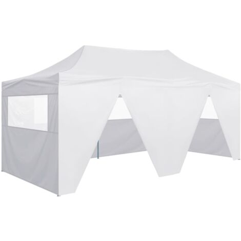 Tente de réception pliable Style Moderne - Tonnelle Barnum - Pavillon de Jardin - avec 4 parois 3x6 m Acier Blanc Chic-299211
