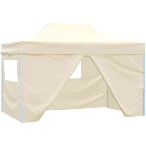 Tente de réception pliable Style Moderne - Tonnelle Barnum - Pavillon de Jardin - avec 4 parois latéraux 3 x 4,5 m Blanc crème Chic-485048