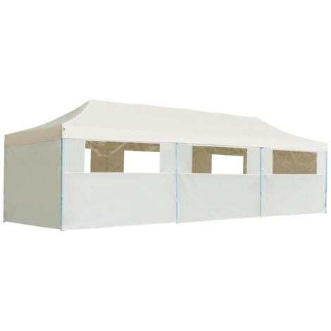 Tente de réception pliable Style Moderne - Tonnelle Barnum - Pavillon de Jardin - avec 8 parois 3x9 m Blanc cassé Chic-468293