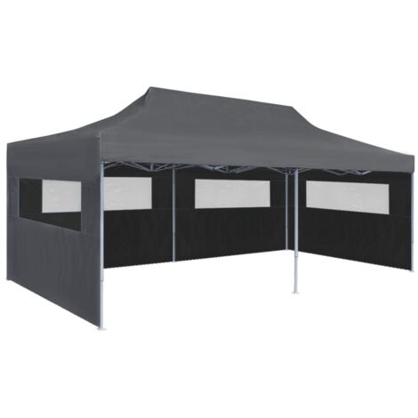 Tente de réception pliable Style Moderne - Tonnelle Barnum - Pavillon de Jardin - avec parois 3 x 6 m Anthracite Chic-378859