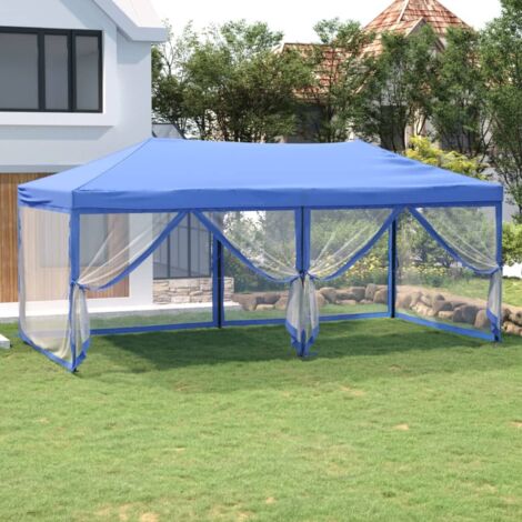 Tente de réception pliable Style Moderne - Tonnelle Barnum - Pavillon de Jardin - avec parois Bleu 3x6 m Chic-908937