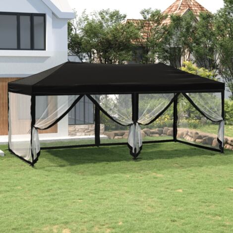 Tente de réception pliable Style Moderne - Tonnelle Barnum - Pavillon de Jardin - avec parois Noir 3x6 m Chic-702459