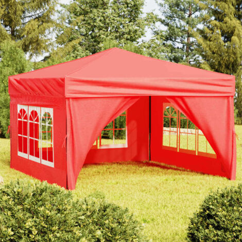 Tente de réception pliable Style Moderne - Tonnelle Barnum - Pavillon de Jardin - avec parois Rouge 3x3 m Chic-983371