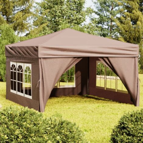 Tente de réception pliable Style Moderne - Tonnelle Barnum - Pavillon de Jardin - avec parois Taupe 3x3 m Chic-257599