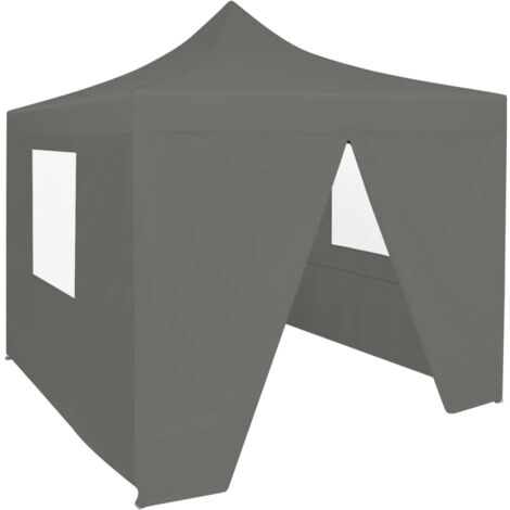 Tente de réception pliable, Tonnelle de Jardin, Pergola Pavillon Chapiteau avec 4 parois 2x2 m Acier Anthracite FCV31069