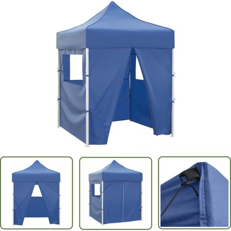 Tente de réception pliable, Tonnelle de Jardin, Pergola Pavillon Chapiteau avec 4 parois 2x2 m Acier Bleu FCV28808
