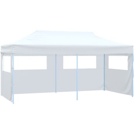 Tente de réception pliable Tonnelle de Jardin - Rapide à Installer avec 4 parois 3x6 m Acier Blanc BV671822