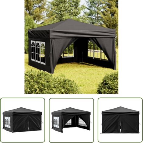 Tente de réception pliable Tonnelle de Jardin - Rapide à Installer avec parois Noir 3x3 m BV276377 - BonneVie