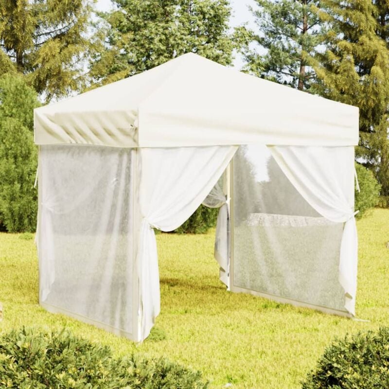 Tente de réception, Tonnelle et Pergola de jardin, Barnum pliable avec parois Crème 2x2 m OWV86852 design in