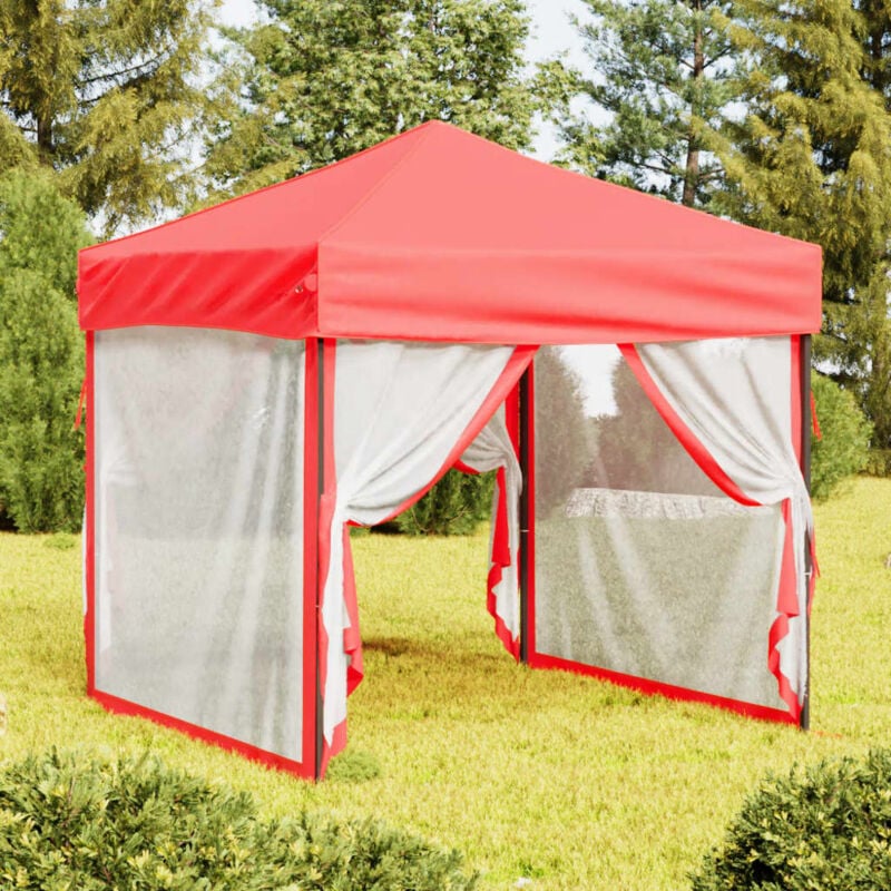 Tente de réception pliable, Tonnelle de jardin, Tente de fête, pavillon de jardin avec parois rouge 2x2 m con284318 DESIGN IN
