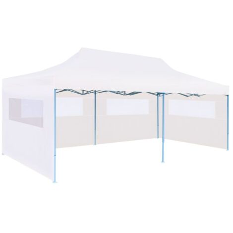 Tente de réception pliable  Tonnelle de réception Barnum avec parois 3 x 6 m Acier Blanc 85048