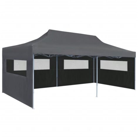 Tente de réception pliable  Tonnelle de réception Barnum avec parois 3 x 6 m Anthracite 67451