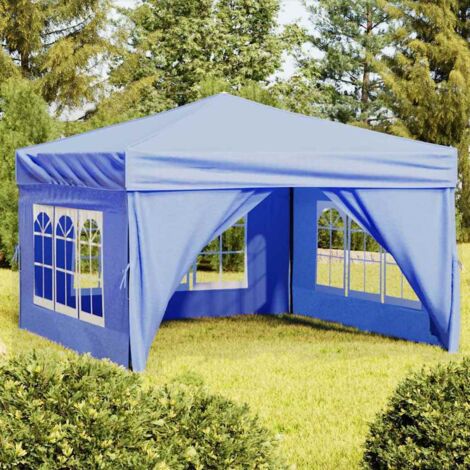 Tente de réception pliable  Tonnelle de réception Barnum avec parois Bleu 3x3 m 35823