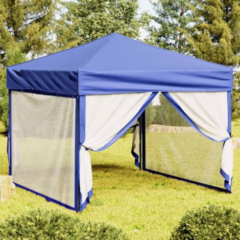 Tente de réception pliable  Tonnelle de réception Barnum avec parois Bleu 3x3 m 91686