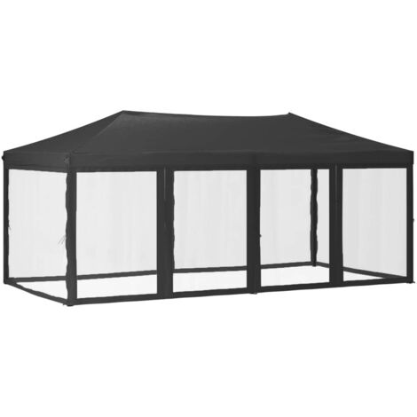 Tente de réception pliable，Tonnelle de Jardin，Chapiteau，Barnum avec parois Anthracite 3x6 m XZZ97351