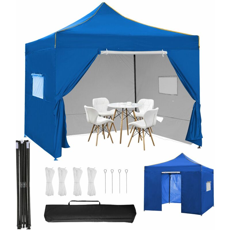 Tente de reception pliante à angle droit 4 côtés avec fenêtre pour marriage extérieur de pique nique camping 3x3M Bleur - Bleu - BETTER MAISON