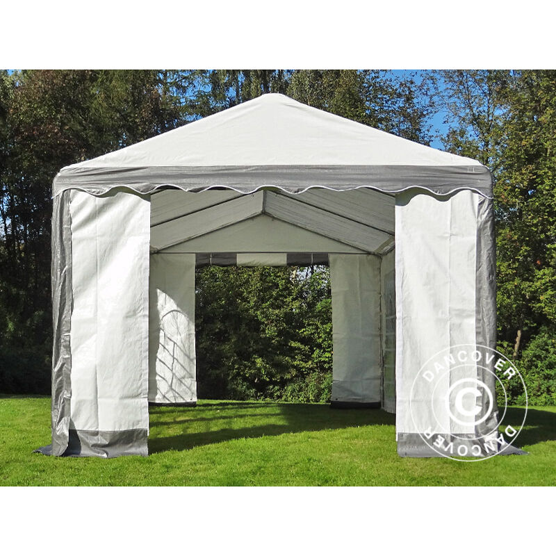 Dancover - Tente de réception plus 4x6m pe, Gris/Blanc - Blanc / Gris