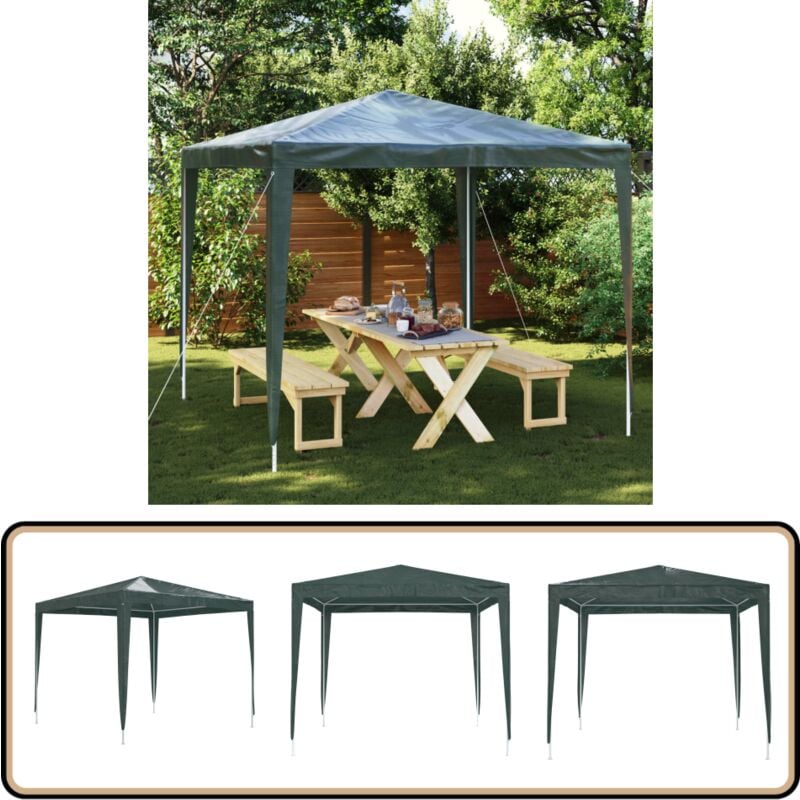 Tente de réception professionnelle 2,5x2,5 m Vert 90 g/m² - Tente De Réception - Abri Extérieur - Gazebo - Parasol - Fête En Plein Air