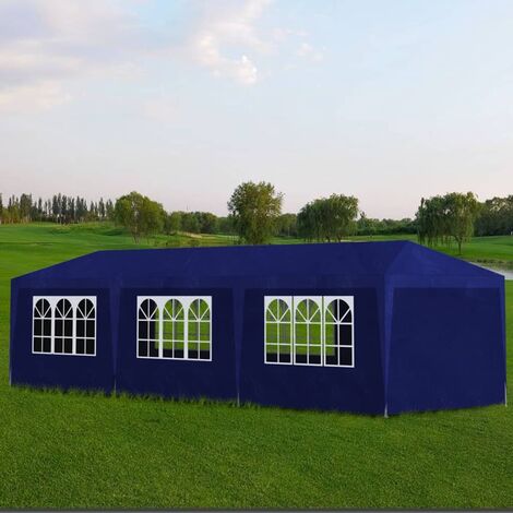 Tente de réception Style Moderne - Tonnelle Barnum - Pavillon de Jardin - 3 x 9 m Bleu Chic-810412