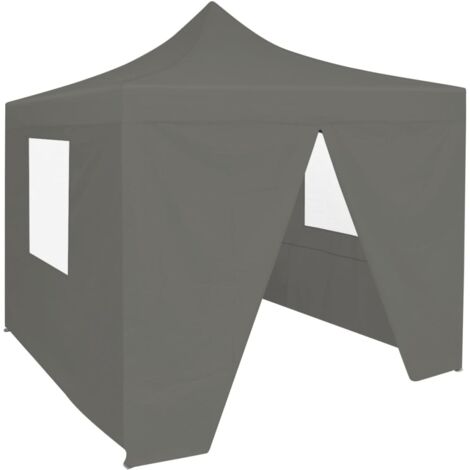 Tente de réception Style Moderne - Tonnelle Barnum - Pavillon de Jardin - escamotable avec 4 parois 3x3 m Anthracite Chic-106565
