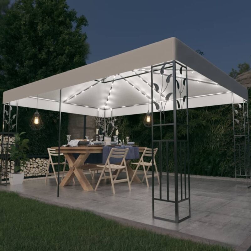 Design In - Tente de réception Tonnelle/pavillon de jardin Mode avec double toit et lumières led 3x4 m Blanc -67563