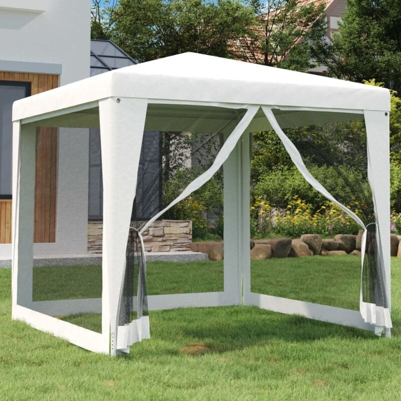 Tente de réception,Barnum 4 parois latérales en maille 2,5x2,5 m Blanc CFW70641