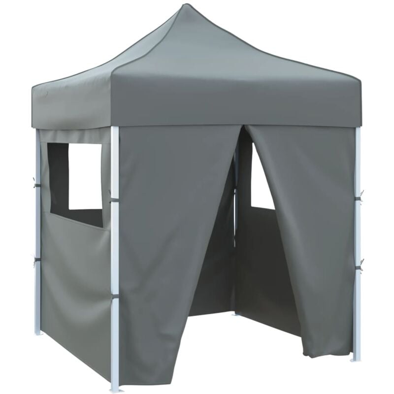 Tente de réception,Barnum pliable avec 4 parois 2x2 m Acier Anthracite CFW60574