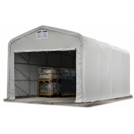 Tente de stockage 5 x 8 m tente d'élevage PVC 850 N gris 100% imperméable - gris