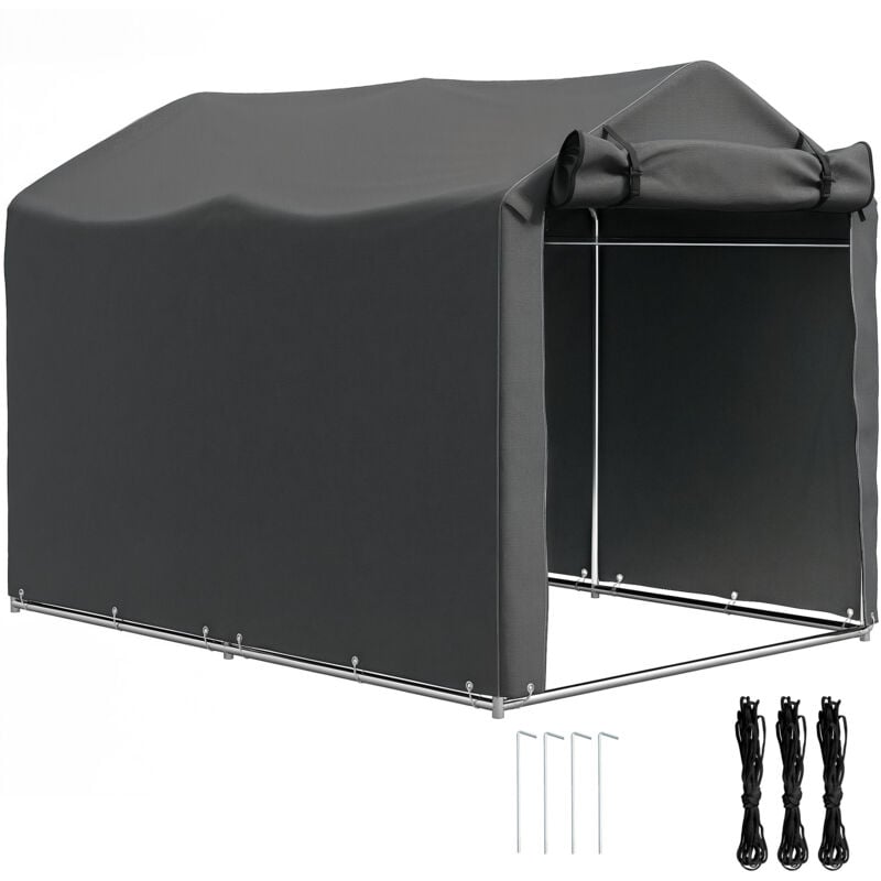 Tente de stockage - abri de jardin dim. 2 x 1,6 x 1,65 m - porte enroulable zippée - métal galvanisé PE gris